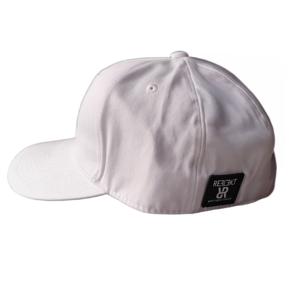 White REFLEKT Pioneer cap with insignia patch on side.