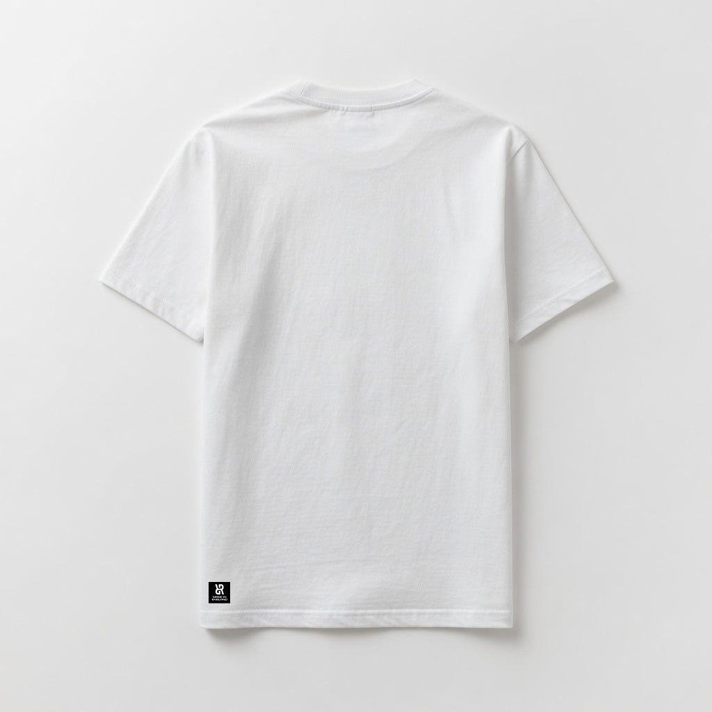 White t-shirt on a light gray background