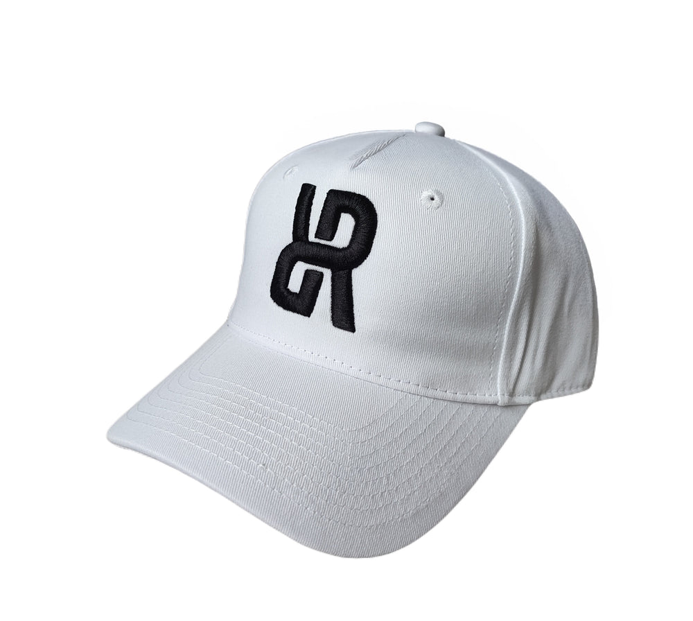 White REFLEKT Pioneer cap with black 3D embroidered logo on the front.