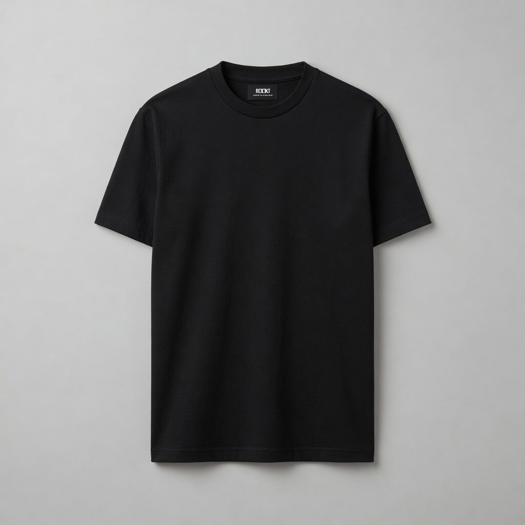 Black t-shirt on a gray background