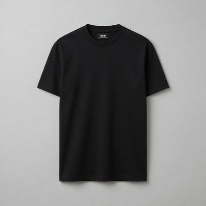 Black t-shirt on a gray background