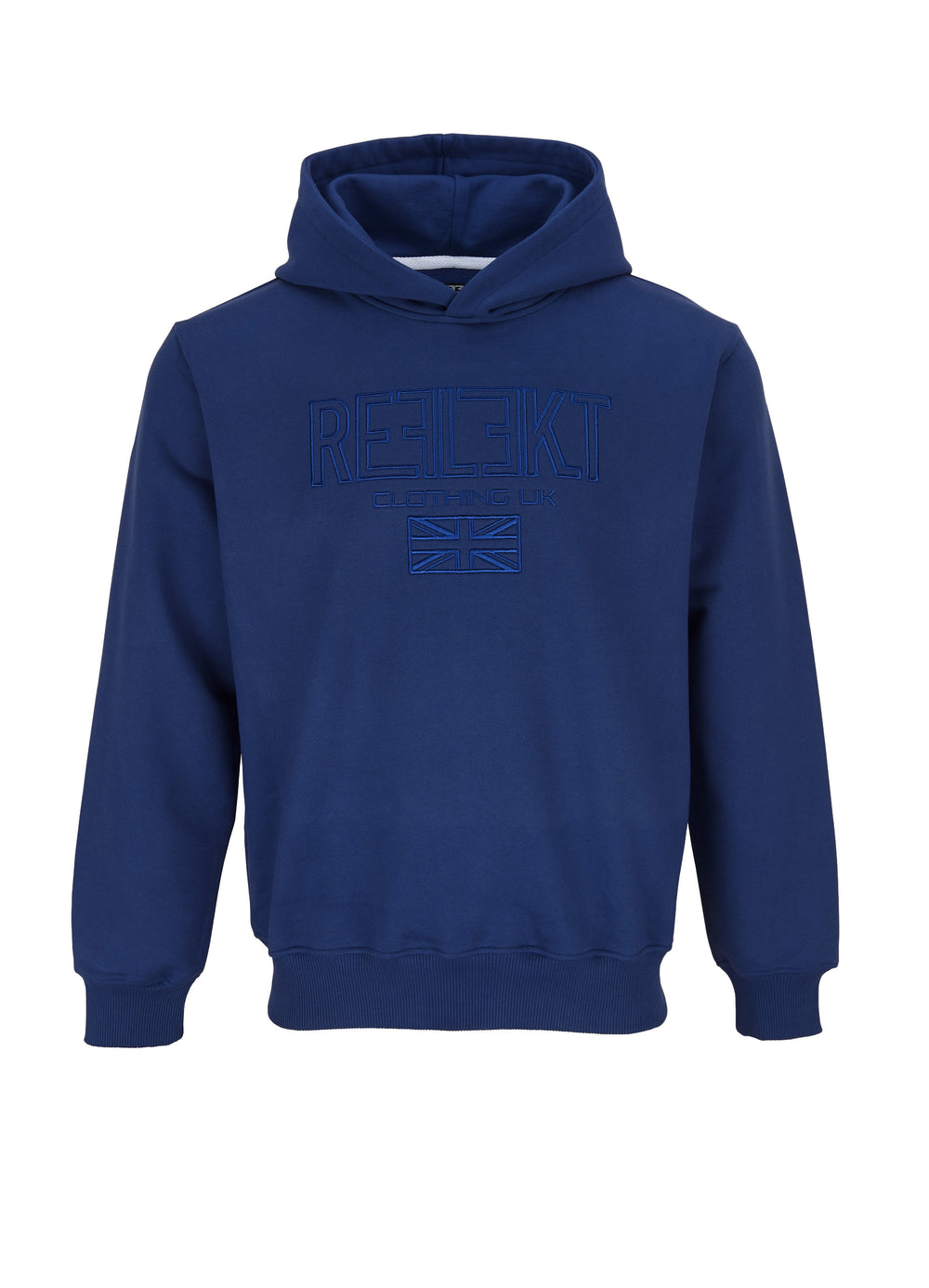 Navy British‑made REFLEKT Allegiance hoodie with front embroidered branding.