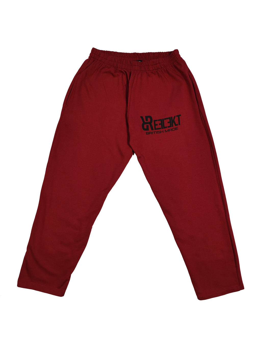 Red REFLEKT Envoy sweatpants with black front‑thigh branding.