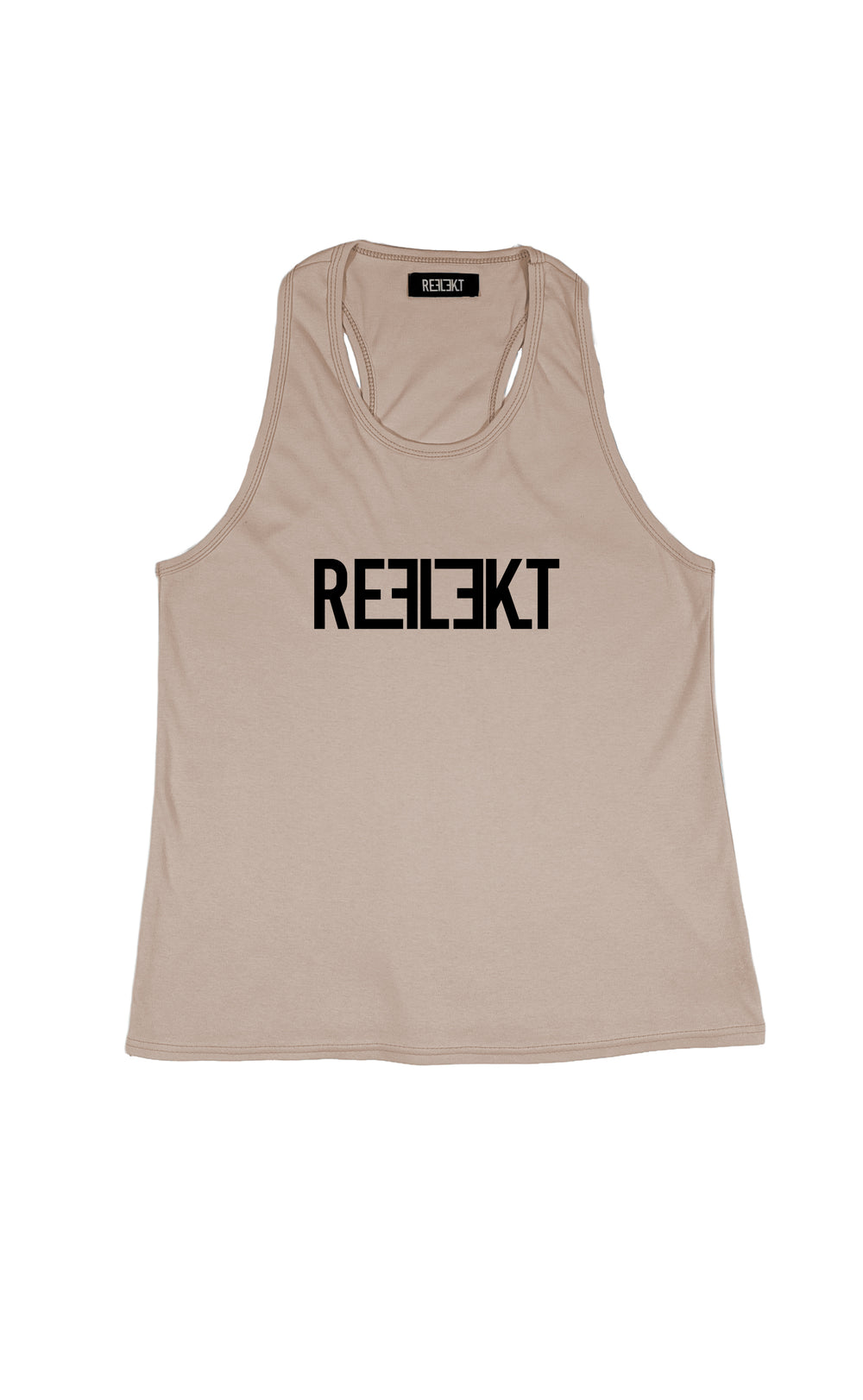 Stone‑coloured REFLEKT Heritage vest with bold black front branding and racerback design.