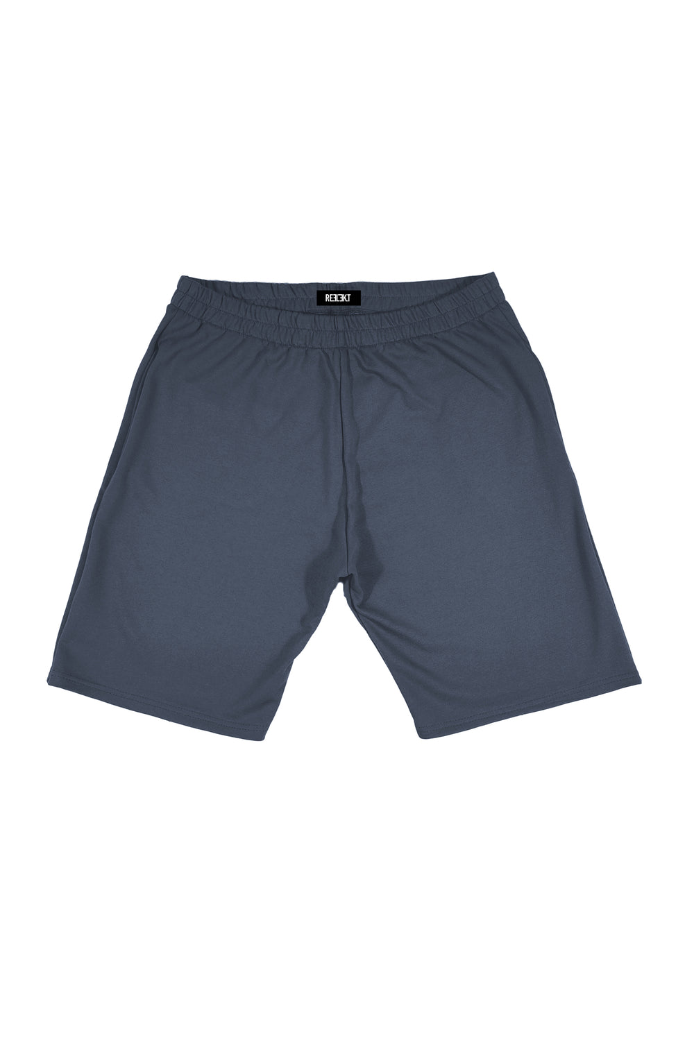 Charcoal REFLEKT blank athletic shorts with elastic waistband.